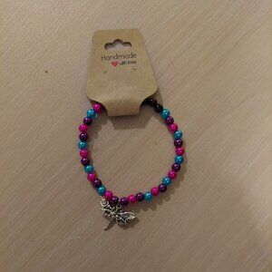 Handcrafted BEADED BRACELET W/ Dragonfly CHARM